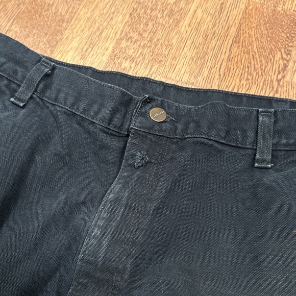 Carhartt Distressed Double Knee Loose Fit Washed Duck Canvas Black Pants Mens 40 - Picture 6 of 12